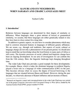 Kanuri and Its Neighbours: When Saharan and Chadic Languages Meet