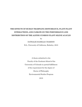 The Effects of Human Trampling Disturbance, Plant-Plant Interactions, and Climate on the Performance and Distribution of The