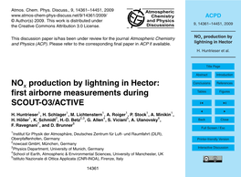 Nox Production by Lightning in Hector: Conclusions References ﬁrst Airborne Measurements During Tables Figures