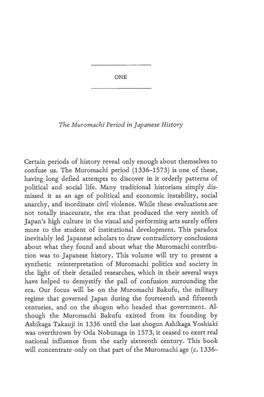 The Muromachi Period in Japanese History Cer~Ain Periods of History