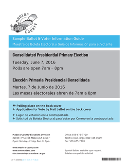 Consolidated Presidential Primary Election Elección