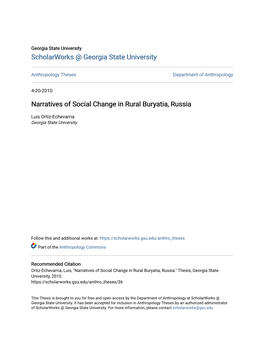 Narratives of Social Change in Rural Buryatia, Russia
