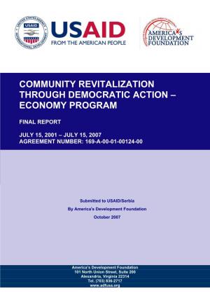 Community Revitalization Through Democratic Action – Economy Program