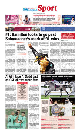 F1: Hamilton Looks to Go Past Schumacher's Mark of 91 Wins