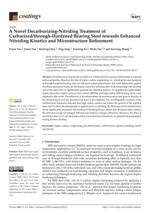 A Novel Decarburizing-Nitriding Treatment of Carburized/Through-Hardened Bearing Steel Towards Enhanced Nitriding Kinetics and Microstructure Reﬁnement