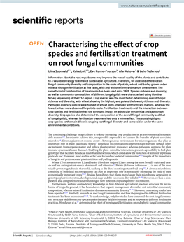 Characterising the Effect of Crop Species and Fertilisation Treatment