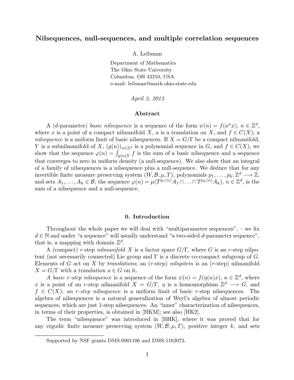 Nilsequences, Null-Sequences, and Multiple Correlation Sequences