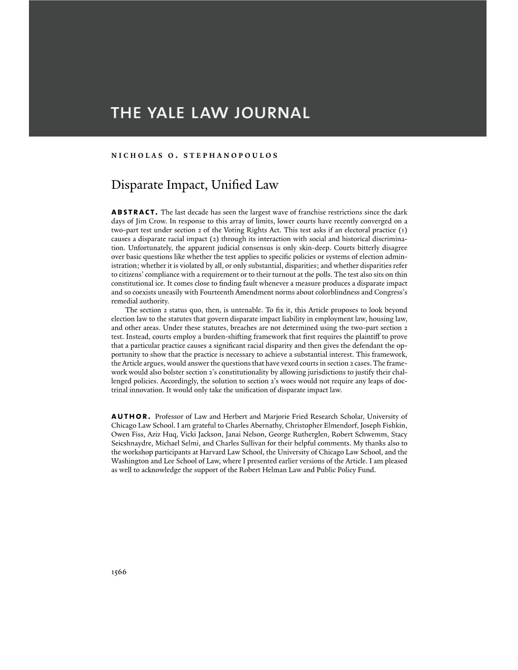 Disparate Impact, Unified Law