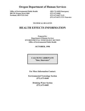Oregon Department of Human Services HEALTH EFFECTS INFORMATION