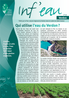 Qui Utilise L'eau Du Verdon ?