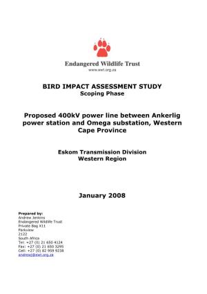 BIRD IMPACT ASSESSMENT STUDY Proposed 400Kv Power Line