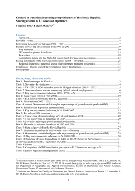 Increasing Competitiveness of the Slovak Republic. Sharing Reforms & EU Accession Experience. Vladim