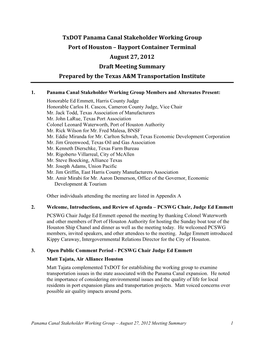Meeting Summary Prepared by the Texas A&M Transportation Institute
