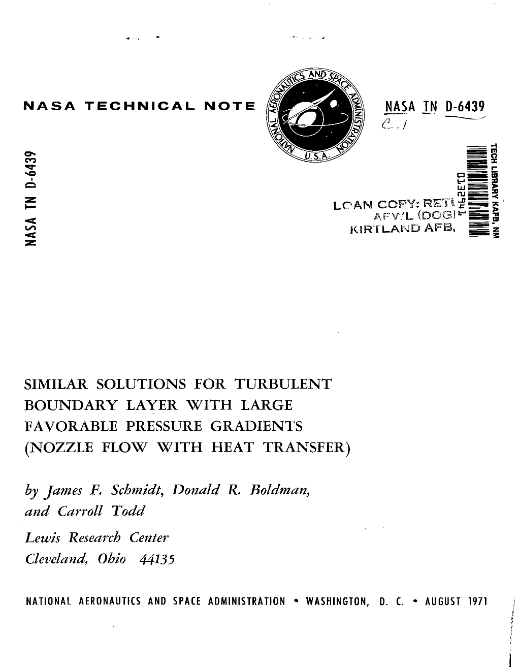 Nasa L N D-6439 Similar Solutions for Turbulent