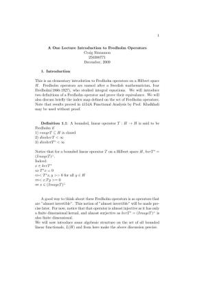 Fredholm Operators and Atkinson's Theorem
