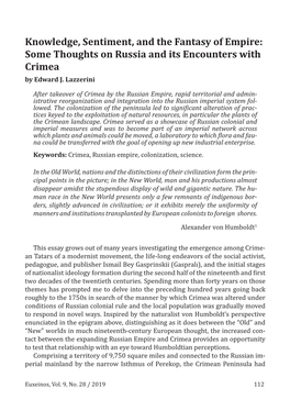 Some Thoughts on Russia and Its Encounters with Crimea by Edward J