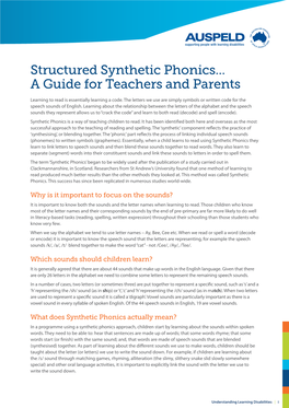 Structured Synthetic Phonics... a Guide for Teachers and Parents