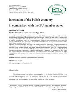 Innovation of the Polish Economy in Comparison with the EU Member States