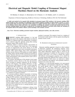 Electrical and Magnetic Model Coupling of Permanent Magnet Machines Based on the Harmonic Analysis
