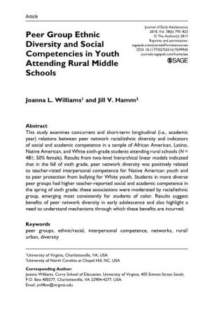 Peer Group Ethnic Diversity and Social Competencies in Youth Attending Rural Middle Schools