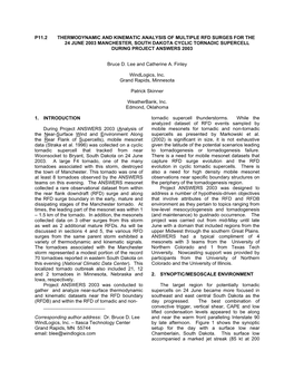 Thermodynamic and Kinematic Analysis of Multiple Rfd Surges for the 24 June 2003 Manchester, South Dakota Cyclic Tornadic Supercell During Project Answers 2003