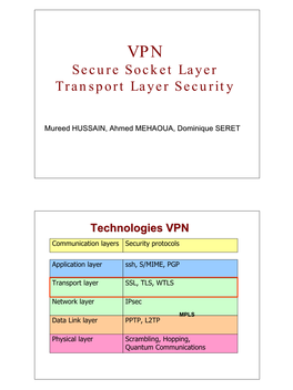 Secure Socket Layer Transport Layer Security