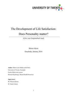 The Development of Life Satisfaction: Does Personality Matter?
