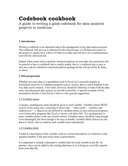 A Guide to Writing a Good Codebook for Data Analysis Projects in Medicine