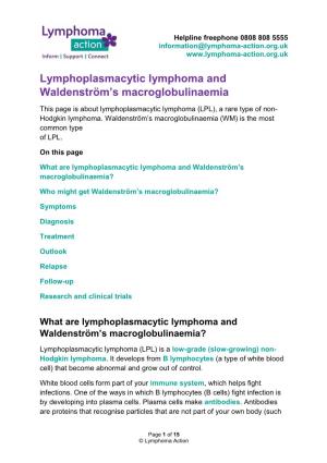 Lymphoplasmacytic Lymphoma and Waldenström's Macroglobulinaemia