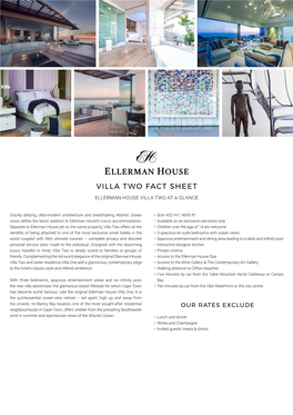 Villa Two Fact Sheet Ellerman House Villa Two at a Glance