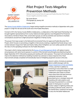 Pilot Project Tests Megafire Prevention Methods National Environmental Policy Act Approved Pueblo Mountain Pilot Project Focuses Megafire Prevention Studies