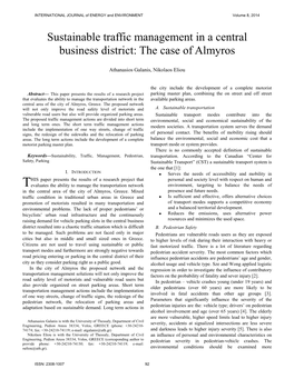 Sustainable Traffic Management in a Central Business District: the Case of Almyros