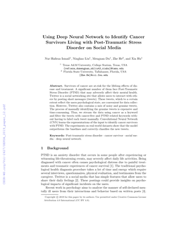 Using Deep Neural Network to Identify Cancer Survivors Living with Post-Traumatic Stress Disorder on Social Media