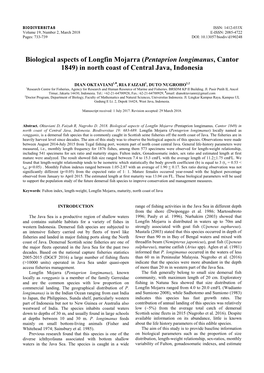 Biological Aspects of Longfin Mojarra (Pentaprion Longimanus, Cantor 1849) in North Coast of Central Java, Indonesia