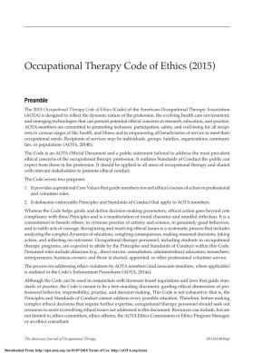 Occupational Therapy Code of Ethics (2015)