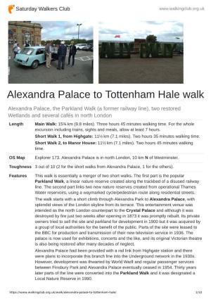 Alexandra Palace to Tottenham Hale Walk