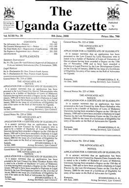 The Uganda Gazette Published— Vol