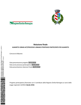 Relazione Finale ALBARETO URBAN ACT/PROCESSO URBANO STRATEGICO PARTECIPATO PER ALBARETO
