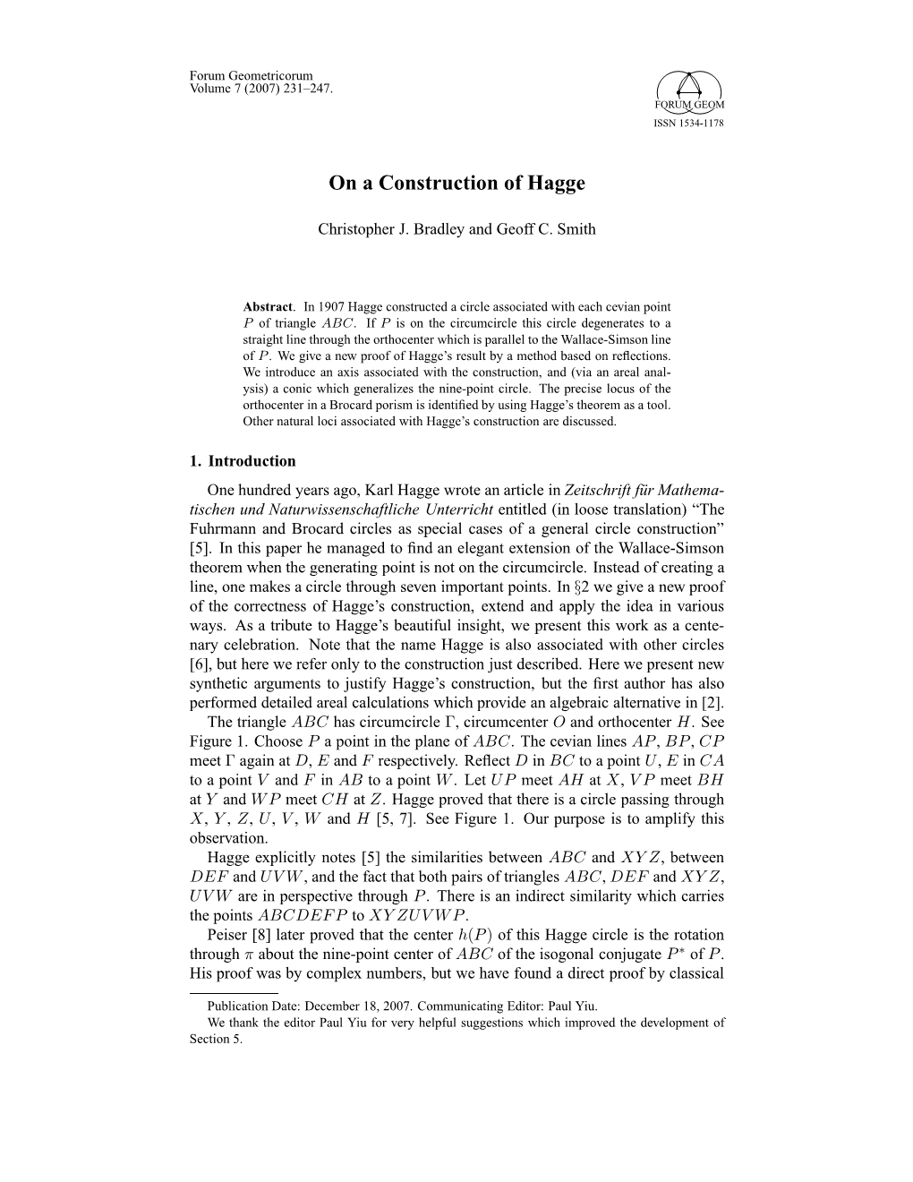 On a Construction of Hagge