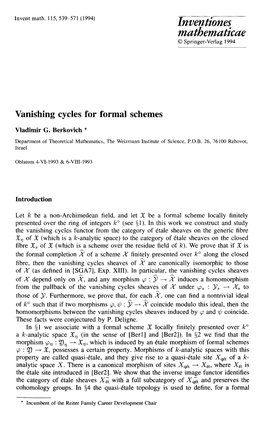 Vanishing Cycles for Formal Schemes