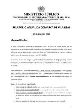 Relatório Anual Da Comarca De Vila Real