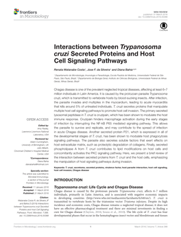 Interactions Between Trypanosoma Cruzi Secreted Proteins and Host Cell Signaling Pathways