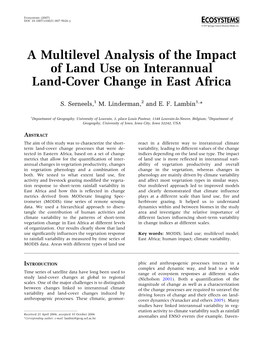 A Multilevel Analysis of the Impact of Land Use on Interannual Land-Cover Change in East Africa