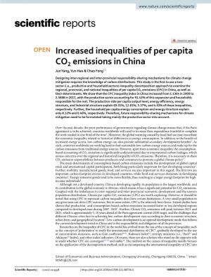 Increased Inequalities of Per Capita CO2 Emissions in China