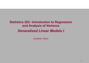 Generalized Linear Models I