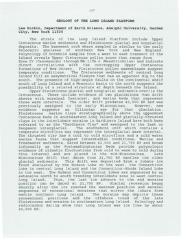 The Strata of the Long Island Platform Include Upper Cretaceous Marine Sediments and Pleistocene Glacial and Nonglacial Deposits