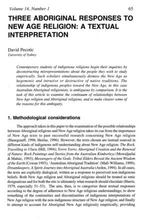 Three Aboriginal Responses to New Age Religion: a Textual ' Interpretation