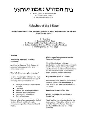 Halachos of the 9 Days