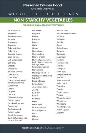 Non-Starchy Vegetables Fat-Burning Non-Starchy Vegetables
