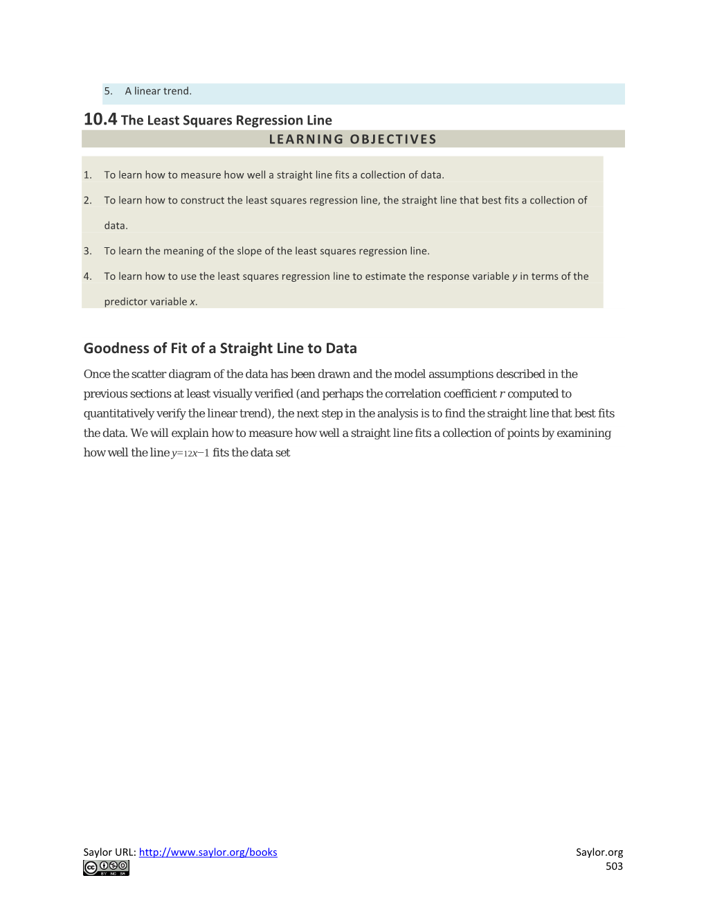 Goodness of Fit of a Straight Line to Data